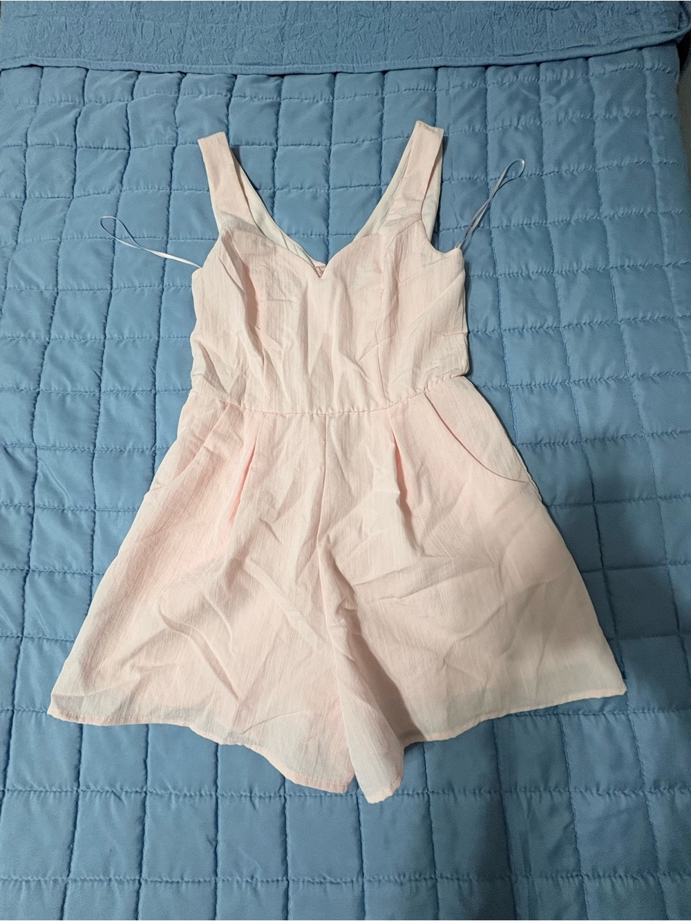 Blue Rain Pale Pink V-Neck Sleeveless Mini Dress Romper